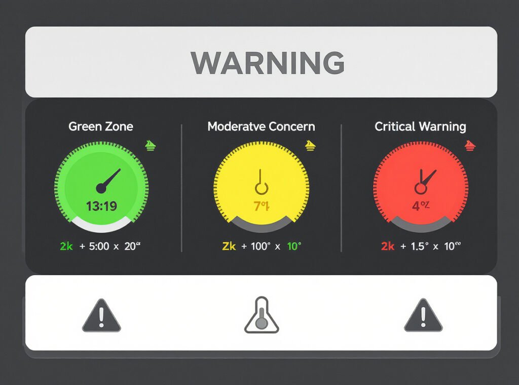 Visual guide showing normal versus concerning hair dryer pulsing warning levels
