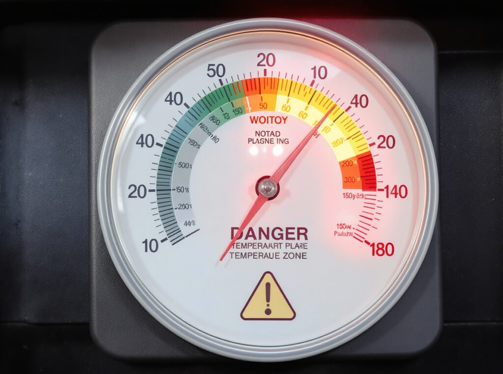 Temperature safety chart showing dangerous heat levels for electrical plugs