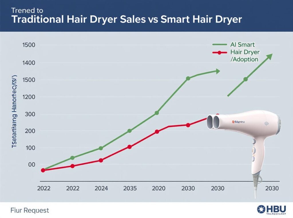 Hair dryer market trends traditional vs AI smart technology adoption graph