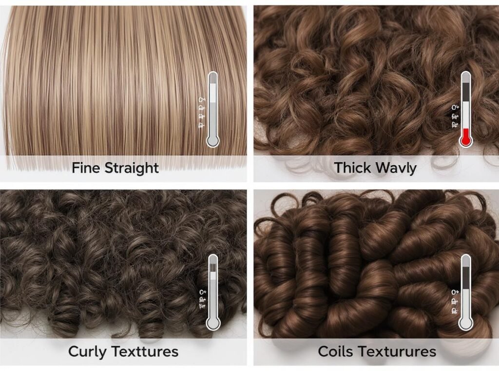 Different hair types and textures benefiting from automatic temperature adjustment technology
