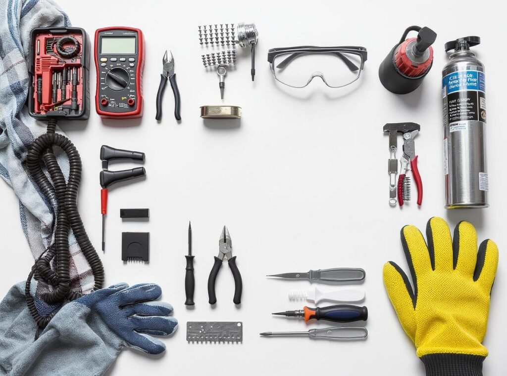 Complete tool kit needed for DIY hair dryer repairs and maintenance