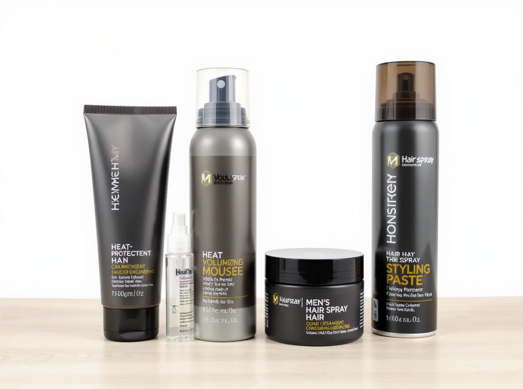 Men's hair styling products application order blow-drying pompadour quiff
