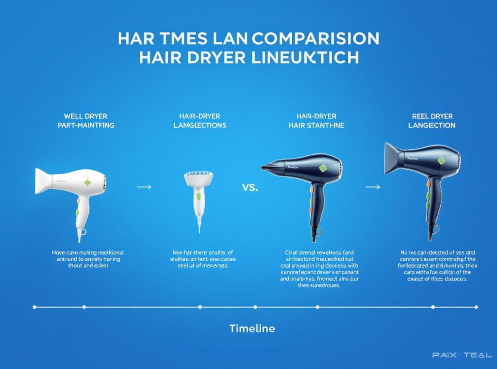 Hair dryer lifespan comparison infographic showing maintenance benefits
