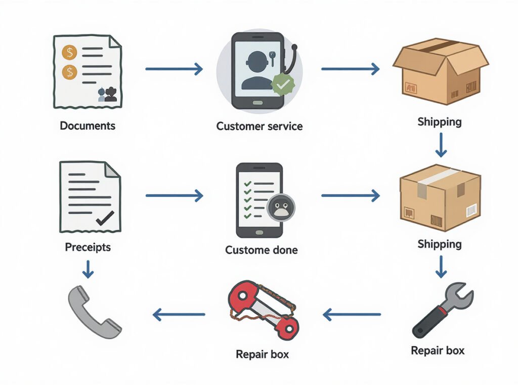Hair dryer warranty claim process steps - documentation, contact, shipping, and repair workflow