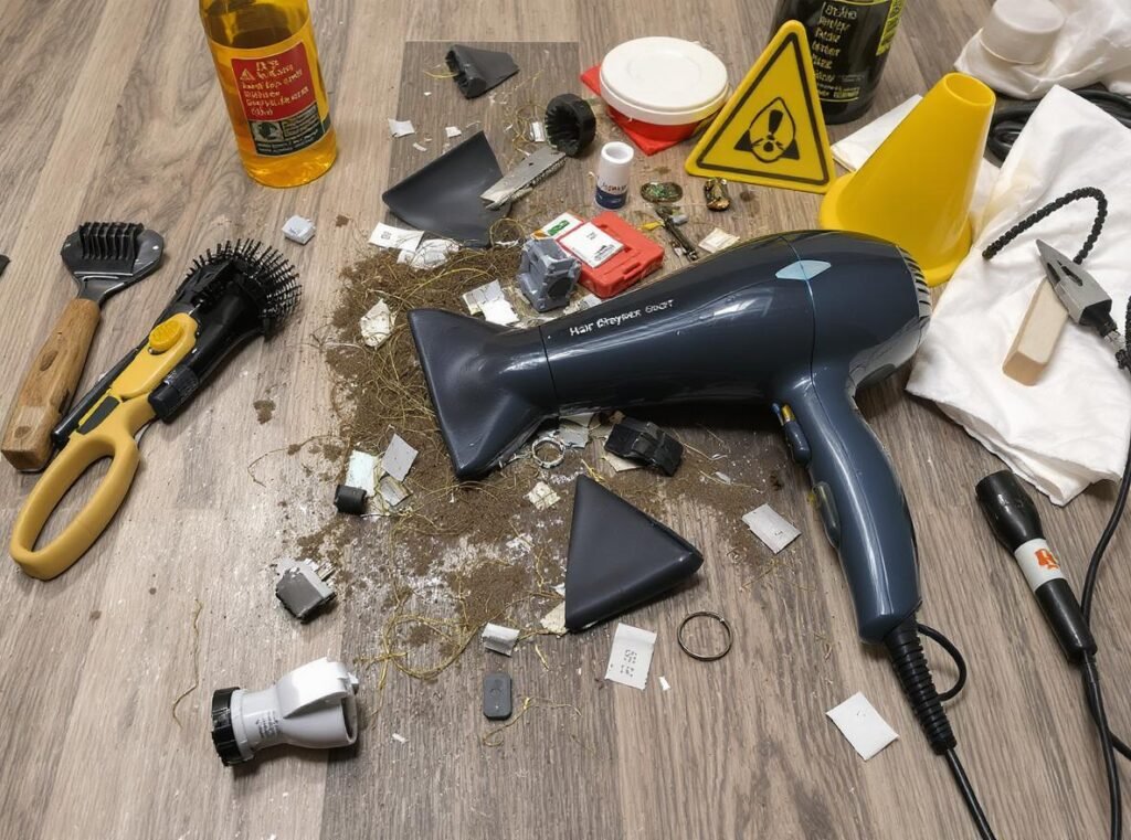 DIY hair dryer repair safety concerns and electrical hazards