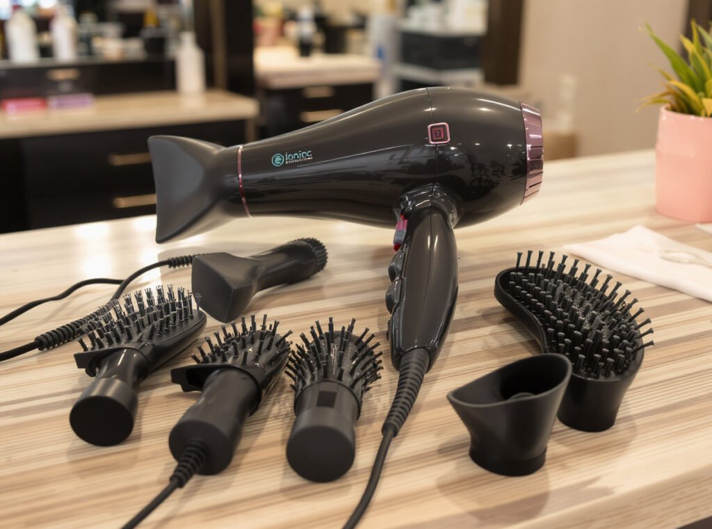 Professional hair dryer and tools for upside down blow drying volume technique