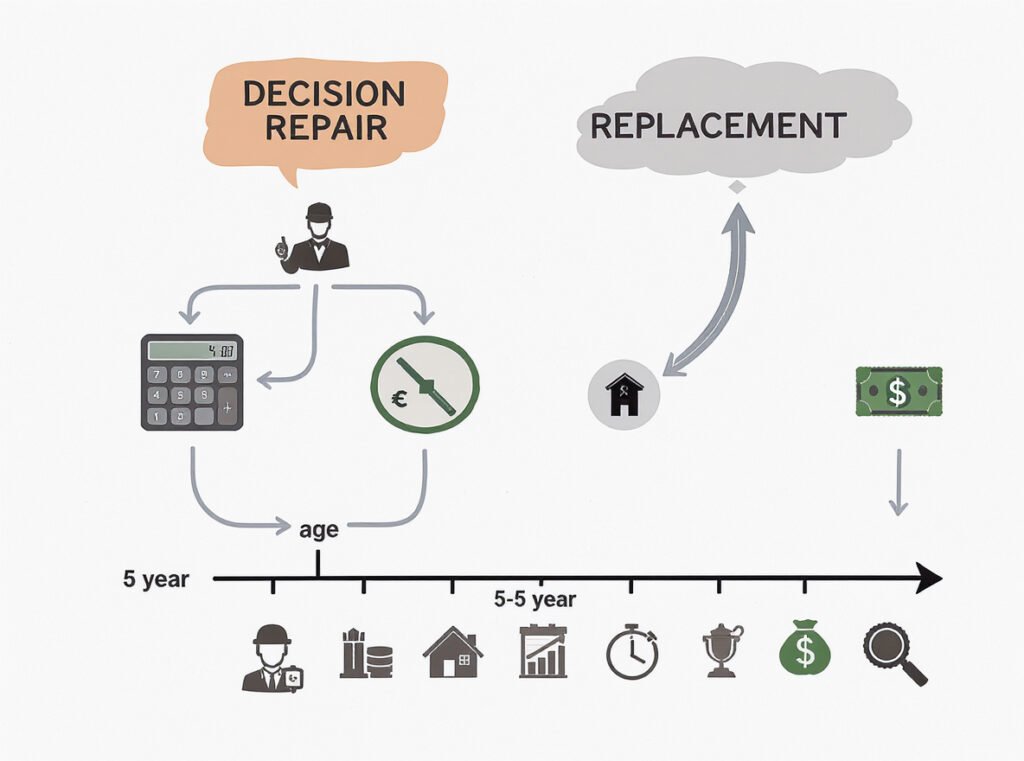 Decision flowchart for hair dryer repair versus replacement cost analysis