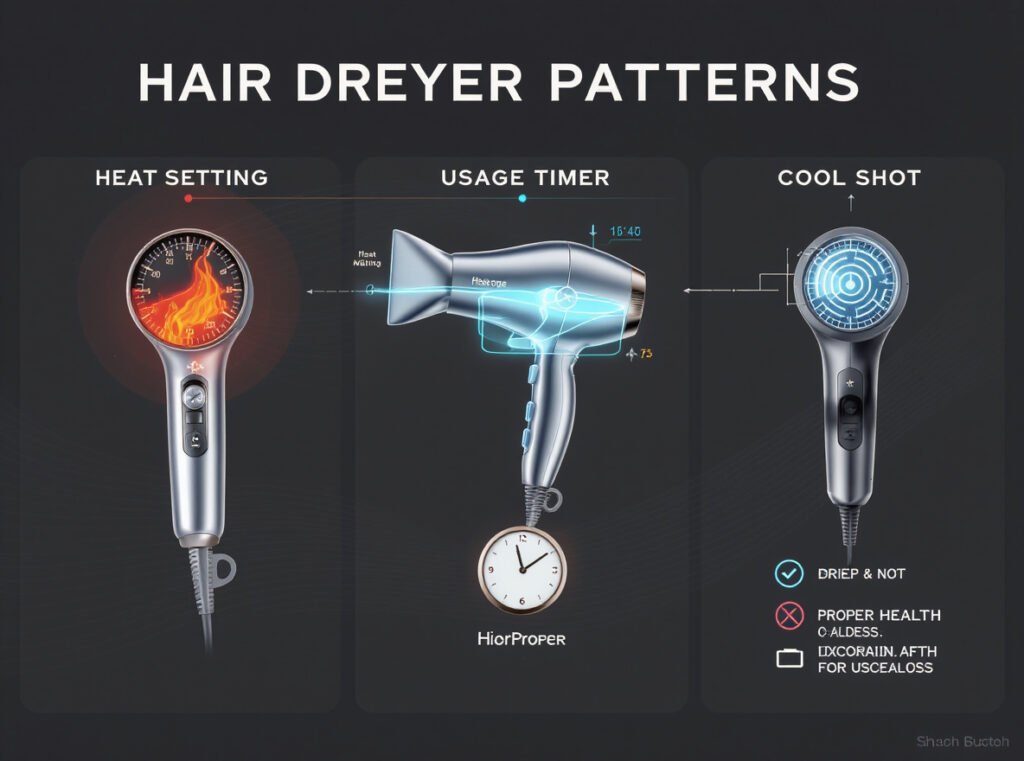 Hair dryer usage patterns motor health heat settings breaks