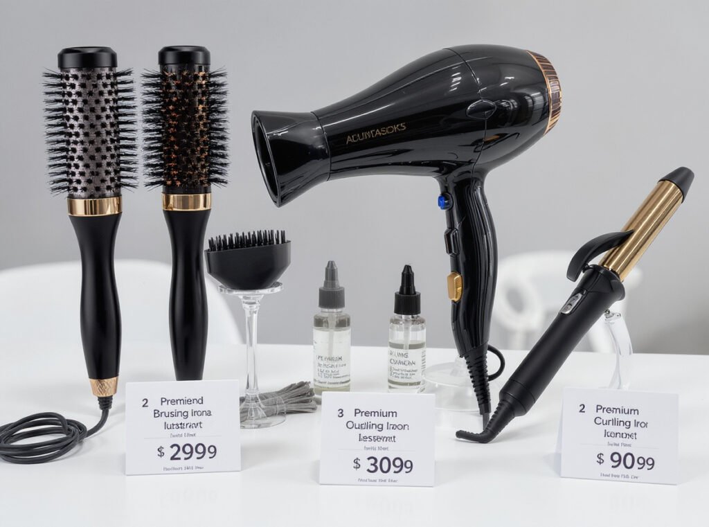 Professional hair styling tools showing cost and investment comparison