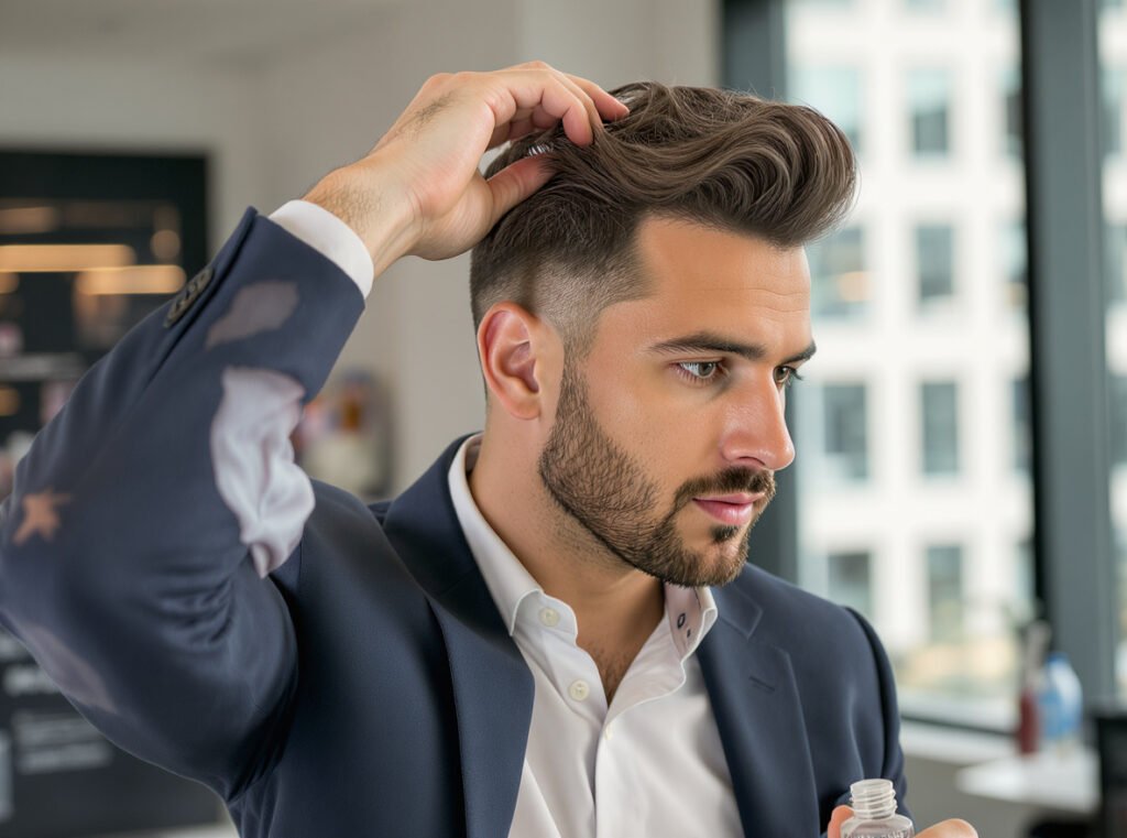 Daily maintenance routine men's quiff pompadour styling touch-up techniques