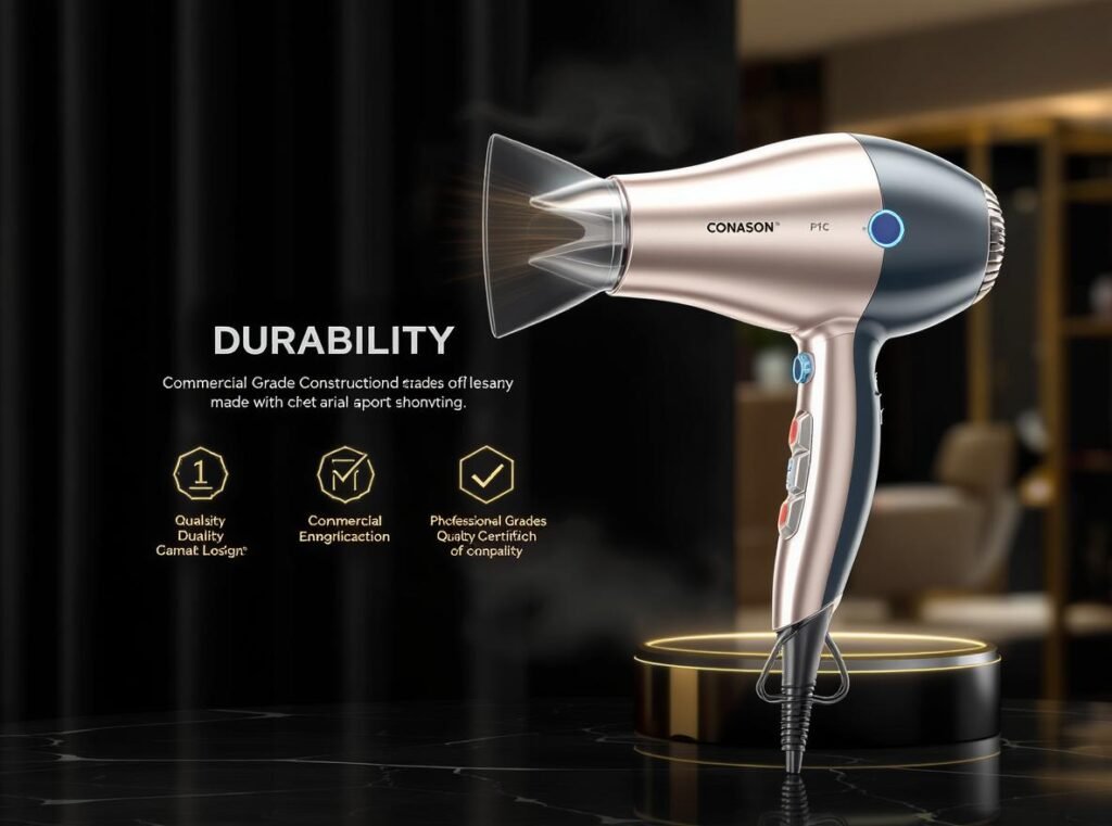 Conason P1C professional hair dryer with commercial durability and drop resistance features