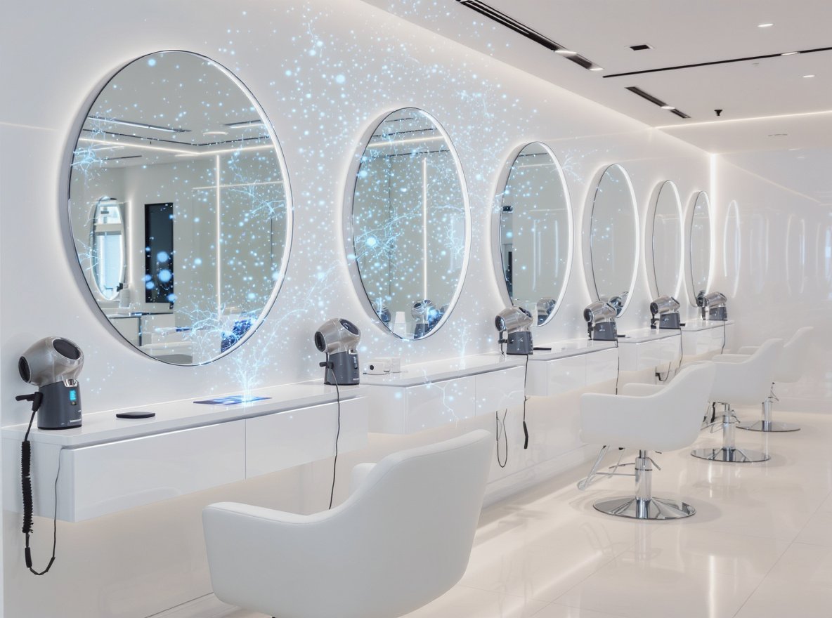 Professional ionic hair dryers in modern salon showing ionic technology differences between brands