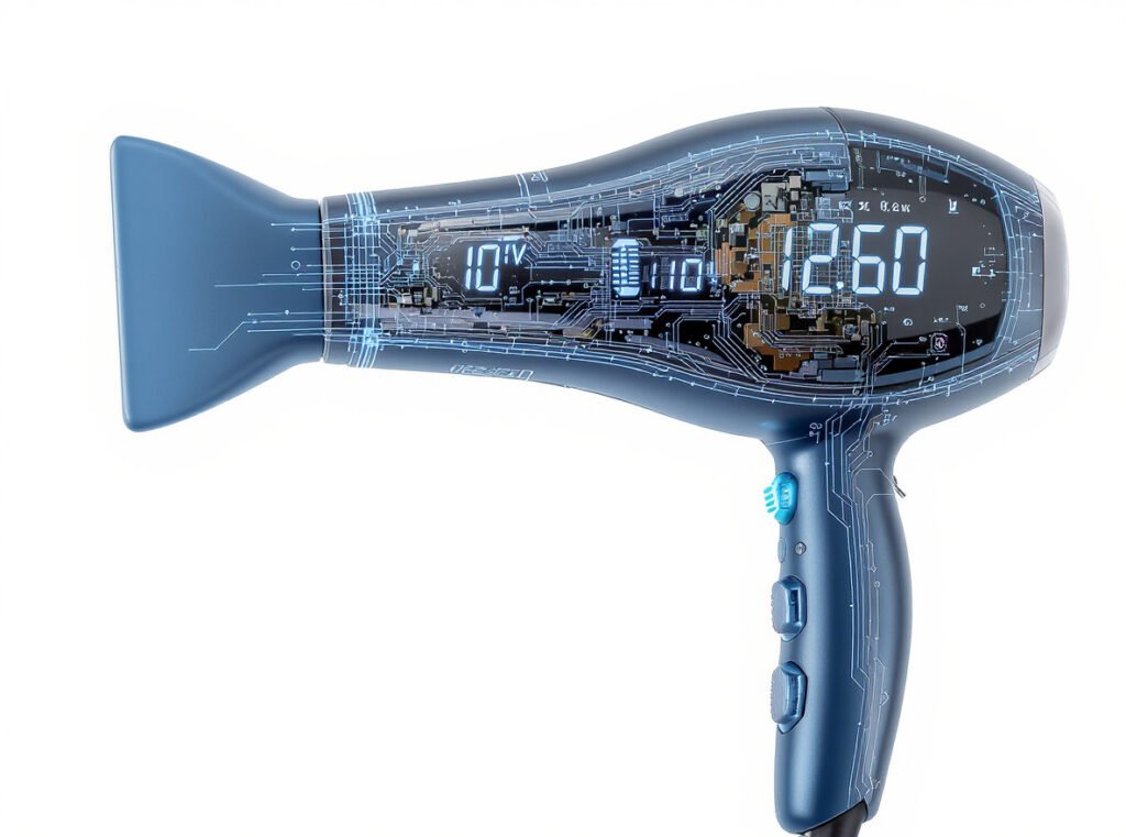 Dual voltage hair dryer automatic switching technology 110V 220V display