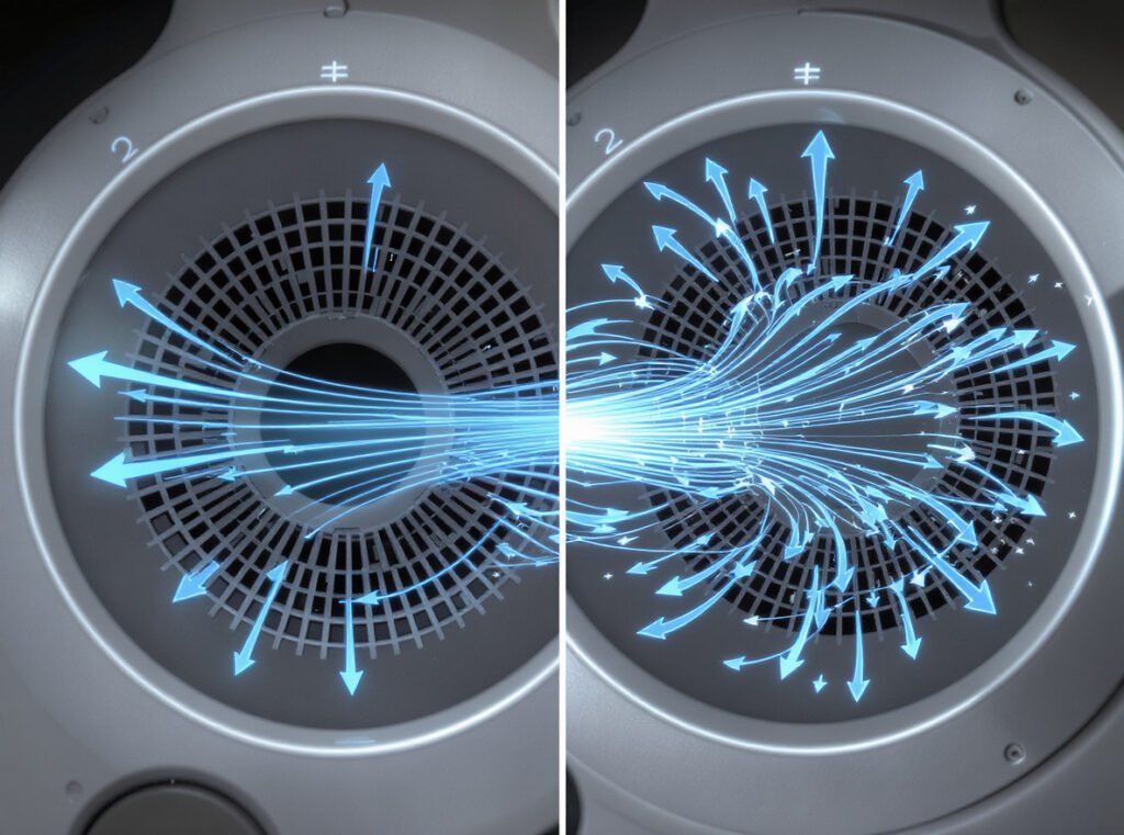Comparison of laminar vs turbulent airflow in hair dryer body designs