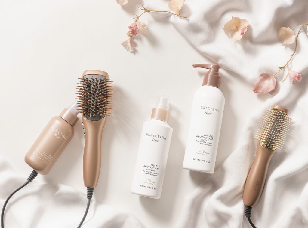 Glass hair products including heat-activated primers and ionic treatments