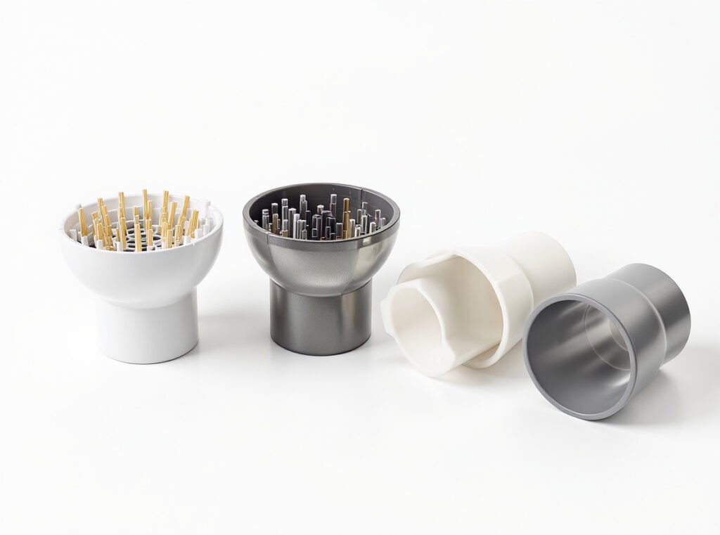 Different hair dryer housing materials affecting weight - plastic ceramic metal polymer