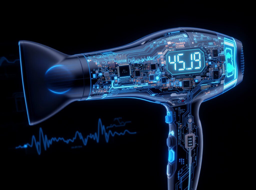 Automatic voltage detection hair dryer technology sensors microcontroller LED display