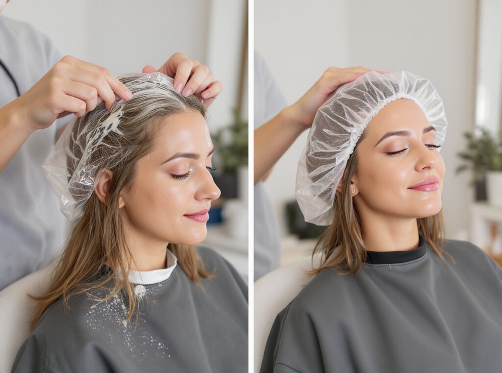 Step-by-step technique for proper hood attachment deep conditioning application