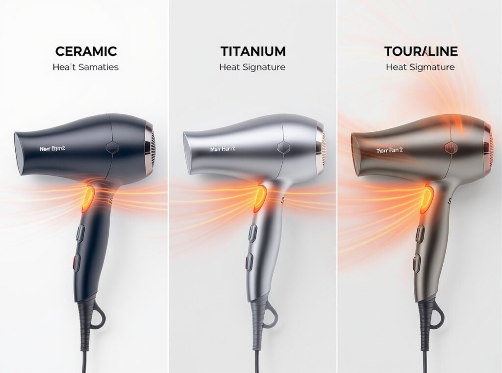 Ceramic vs titanium vs tourmaline hair dryer technology comparison