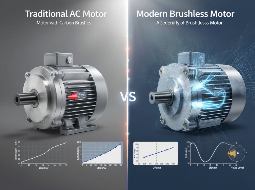 Comparison between traditional carbon brush and brushless motor technology

