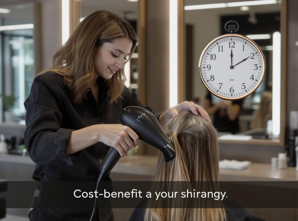 Professional salon demonstrating cost benefits of high-wattage hair dryers