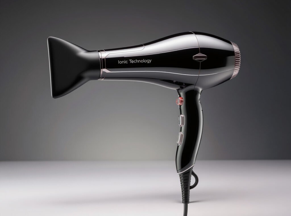 Professional ionic hair dryer with advanced technology for glass hair styling