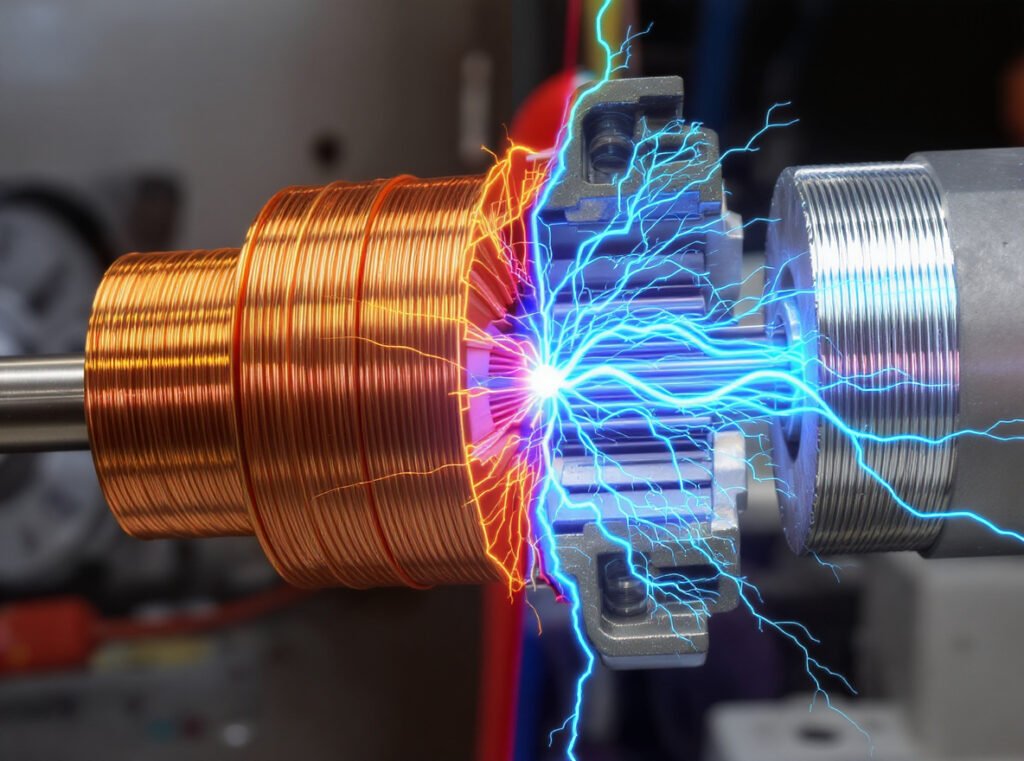 Pure copper motor windings compared to aluminum showing superior electrical conductivity for hair dryer motors