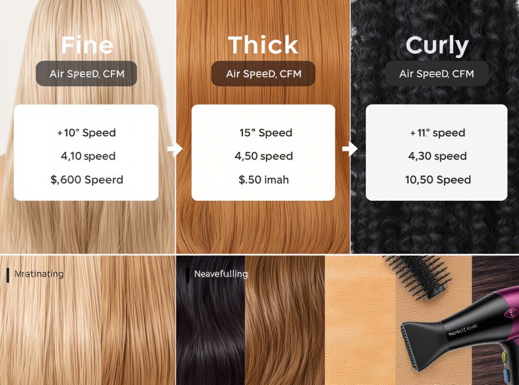 Hair dryer specifications for different hair types fine thick curly