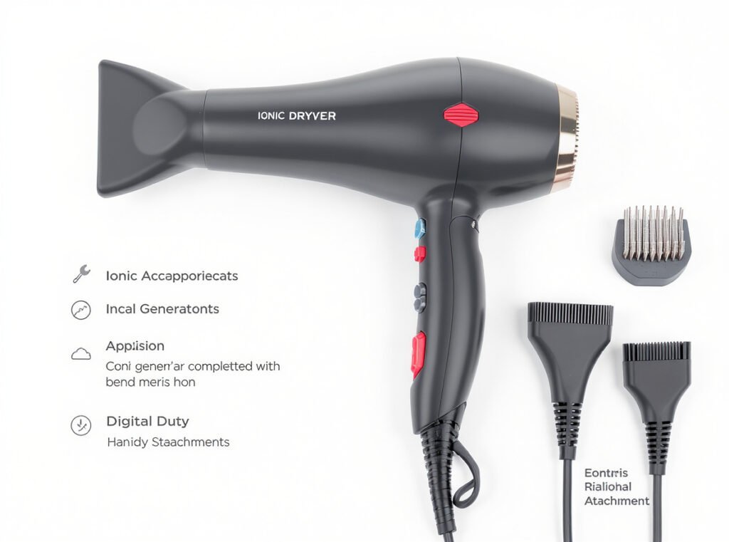 Professional hair dryer features that add weight - ionic generator display attachments