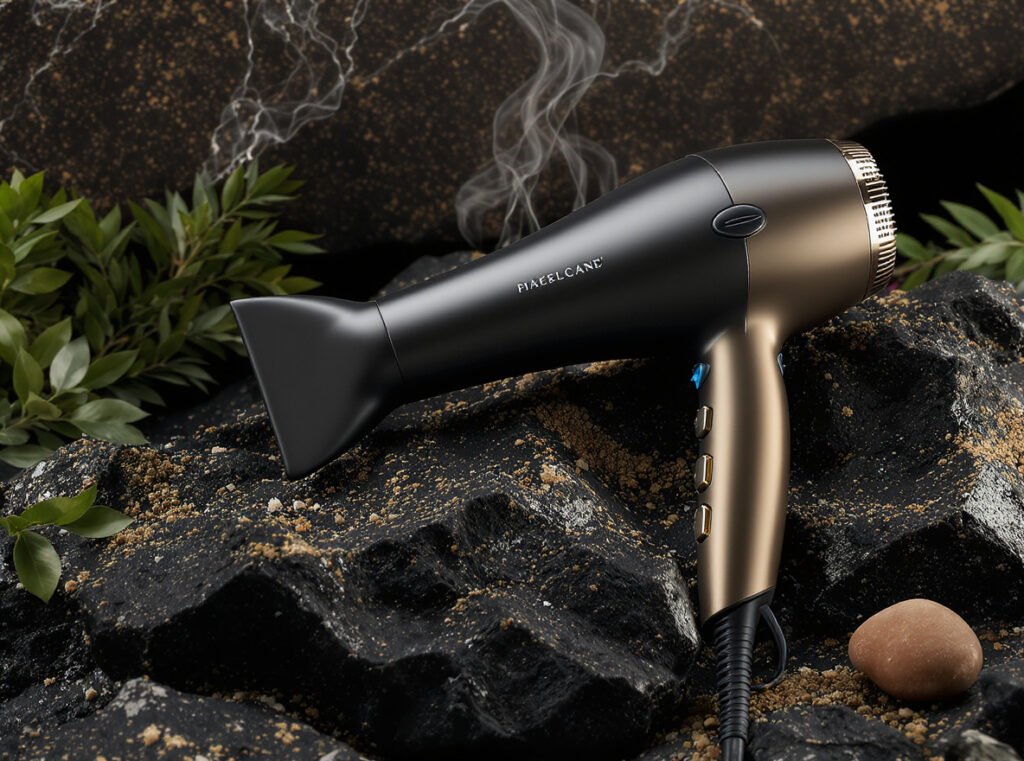 Bio Ionic professional hair dryer showing natural volcanic rock mineral ion generation
