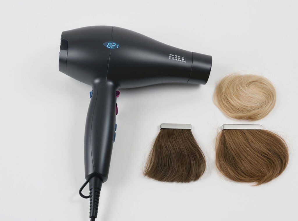 Timing guide showing recommended drying times for different hair roller types