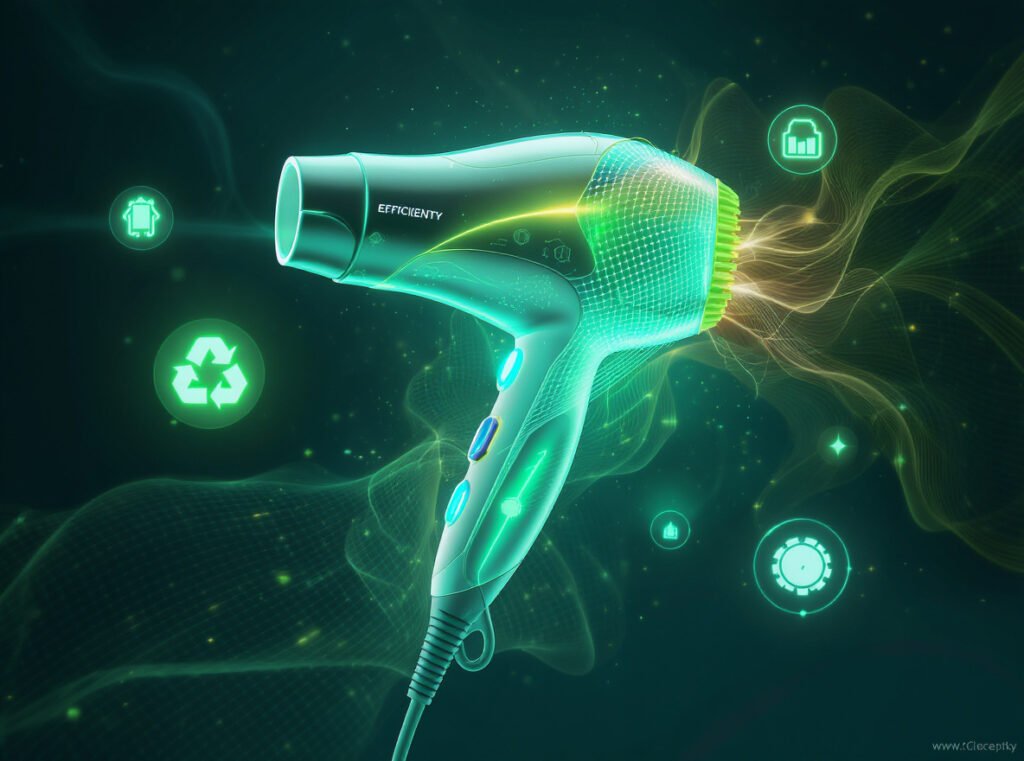 Modern energy-efficient hair dryer technology with eco-friendly features