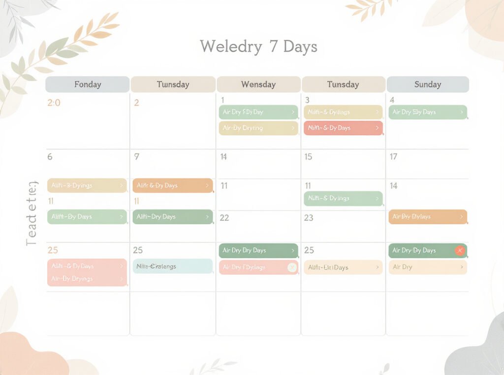 Weekly blow drying schedule for sensitive scalp 2-3 times maximum