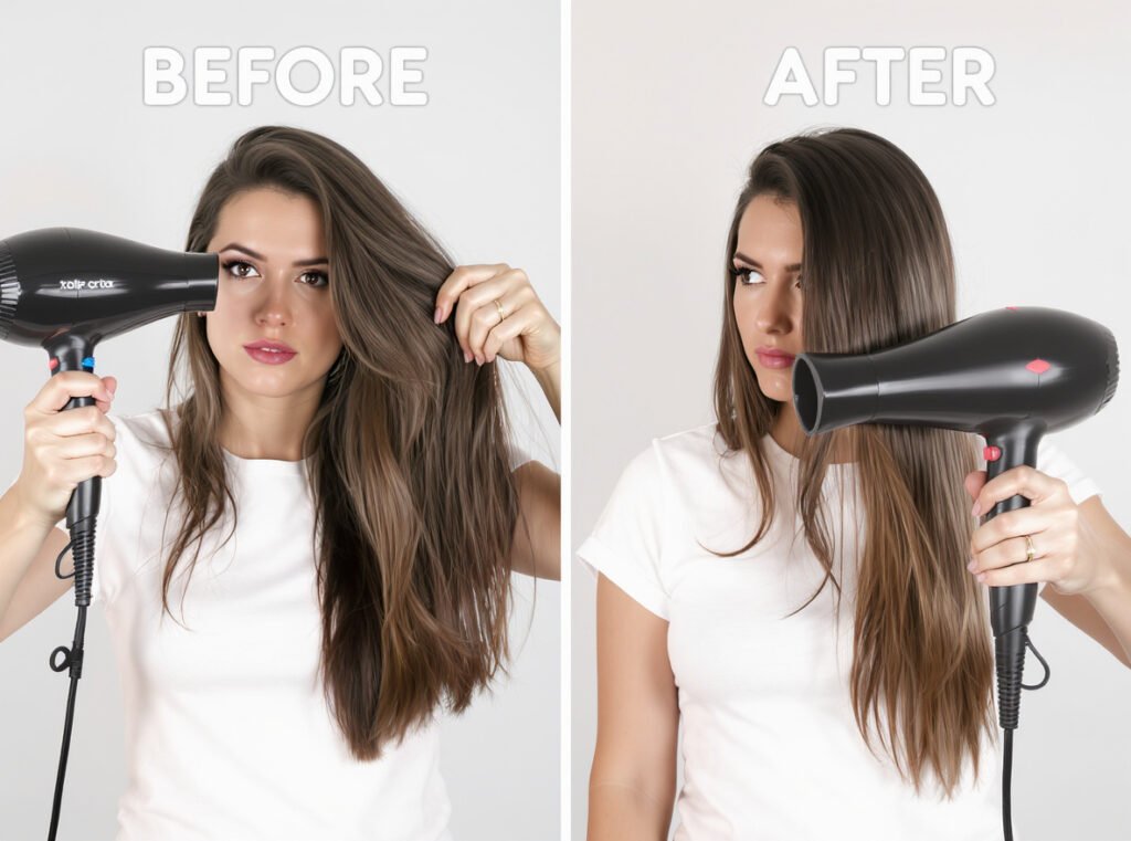Common glass hair mistakes vs correct professional blow-drying technique