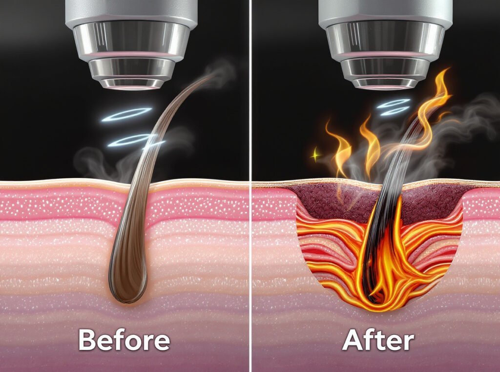 Hair health comparison showing RPM impact on cuticle damage and styling results