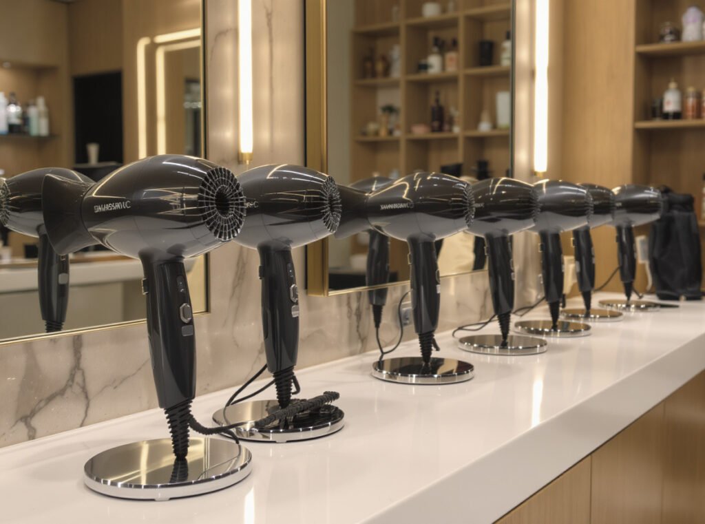 Professional salon hair dryers displaying quality and reliability