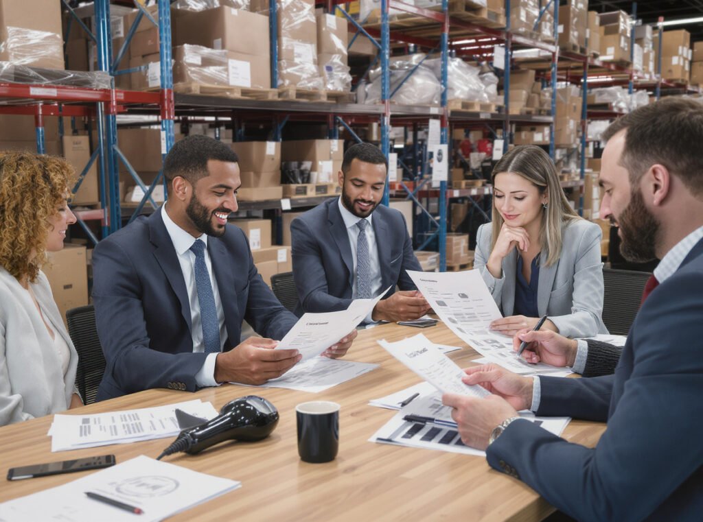 Business professionals evaluating hair dryer CFM specifications for wholesale purchasing decisions