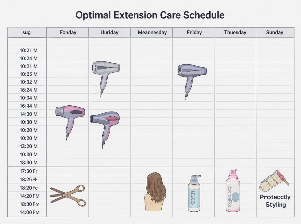 Weekly hair extension blow drying frequency schedule for longevity