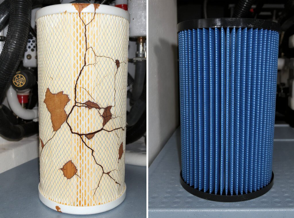 Damaged hair dryer filter comparison showing when replacement is needed