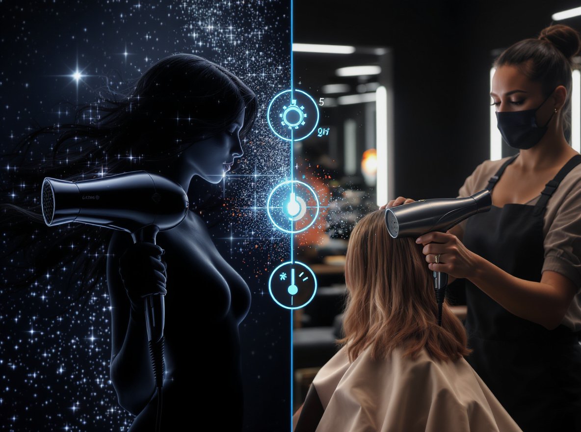 Celebrity endorsed hair dryer compared to professional salon grade hair dryer quality specifications