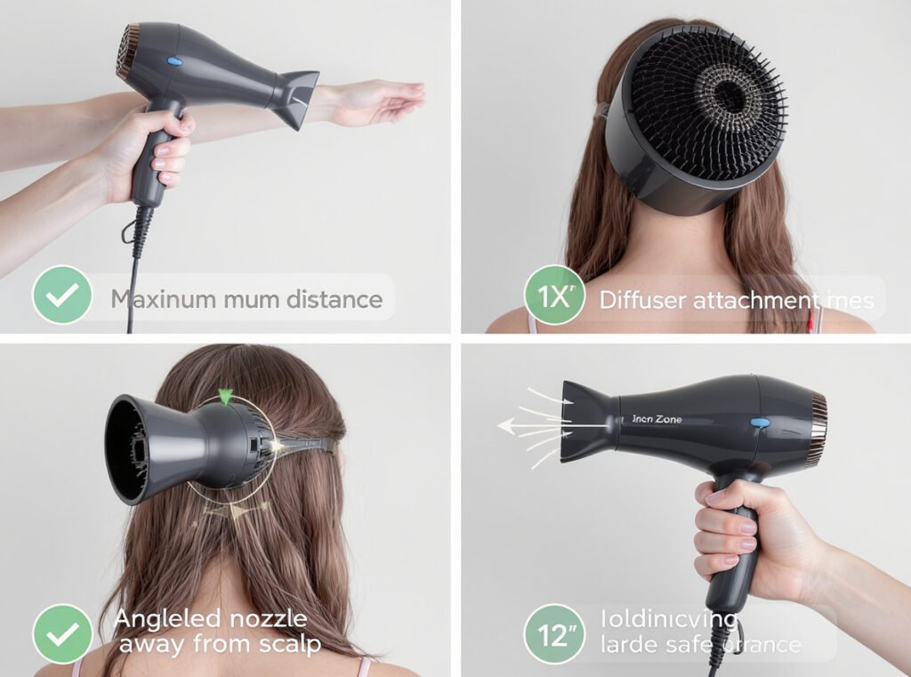 Demonstration of techniques to reduce EMF exposure when using hair dryers